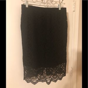 Black lace pencil skirt